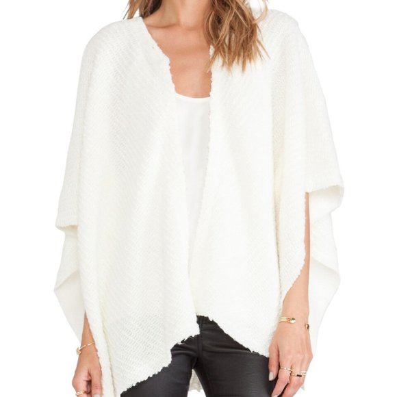 Alice + Olivia Fur Collar Poncho Shawl Open Sweater - Picture 3 of 7